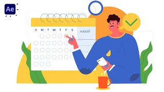 DUIK ANGELA Character Marking Calendar Animation in After Effects Tutorials [upl. by Halfon]