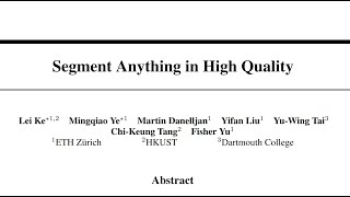 논문 Segment Anything in High Quality 박현수 연구원 AbstractIntroduction [upl. by Mcclure]