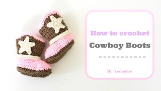 How to Crochet CowboyCowgirl Boots 03 months [upl. by Rinaldo342]