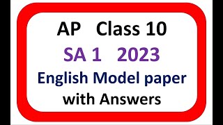 ap 10th class sa1 english question paper 2023  english sa1 question paper 2023 10th class [upl. by Rutherfurd]