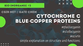 Cytochrome c  Bluecopper proteins  electron transfer proteins Chemicos academy [upl. by Rebba]