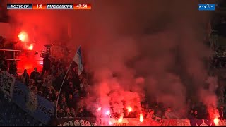 FC Hansa Rostock 1FC Magdeburg 10Spieltag PyroSpielunterbrechungTore [upl. by Custer866]