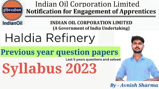 IOCL Haldia Refinery Previous Year Question Papers  IOCL Apprentice Question Paper [upl. by Lindblad341]