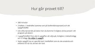 Inför nationella provet i Svenska 1 och Svenska som andraspråk 1  den skriftliga delenuppsatsen [upl. by Gardy]