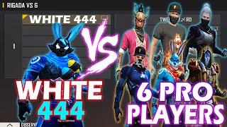 WHITE 444 VS 6 PRO PLAYERS  HACKER VS 6 PRO PLAYERS  BEST GAMEPLAY EVER [upl. by Eikcid]