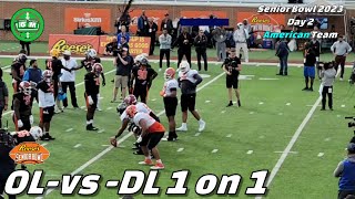 2023 Senior Bowl Coverage Day 2  OLvsDL  American Team Dline vs Oline [upl. by Bonaparte831]