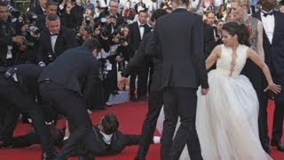 SHOCKING America Ferrera ambushed by man who climbs under her dress at Cannes Film Festival [upl. by Gaves823]