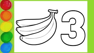 How to Draw Bananas Easy Step by Step and number 3  banana  Easy Drawings 22 [upl. by Mast]