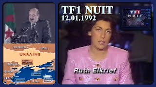 TF1 NUIT  PUBS Ruth Elkrief  Élections Algérie Le Pen Balladur P Marchand  TF1  12011992 [upl. by Naujud]