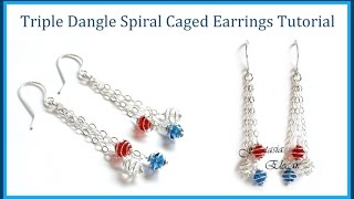 Easy Jewelry Tutorial  Dangle Earrings with Spiral Wrapped Crystals  Caged Bead Style [upl. by Lucine282]