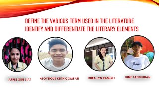 DEFINE THE VARIOUS TERM USED IN THE LITERATUREIDENTIFY AND DIFFERENTIATE THE LITERARY ELEMENTS [upl. by Bluh853]