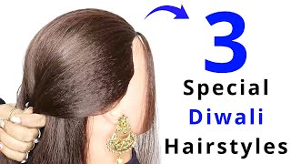 3 Special Hairstyles For Diwali  Quick Juda Hairstyle  New Hairstyle [upl. by Hserus]