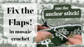 How to use the Anchored Stitch to fix the flaps in mosaic crochet [upl. by Lenrow]