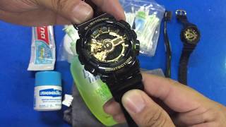 วิธีการทำความสะอาด ดูเเล รักษา นาฬิกา CASIO Gshock เเละ Babyg สีดำเงา [upl. by Hendrik]