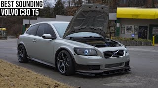 Volvo C30 T5 3” Straight Pipe Exhaust Sound  Loud Pops amp Bangs  High Redline Revving Launch [upl. by Marianne]