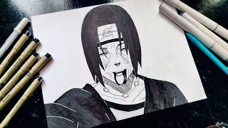 How To Draw Itachi Uchiha MANGA From Naruto Shippuden  Easy Step By Step Anime Drawing Tutorial [upl. by Dorie]