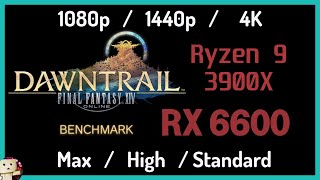 AMD RX 6600  Ryzen 9 3900X 1080p1440p4K FFXIV Dawntrail Benchmark Test [upl. by Enneyehc]