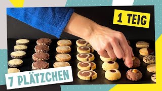 Neue Weihnachtsplätzchen von der Rolle  aus 1 Teig 7 Plätzchen [upl. by Htiduj]