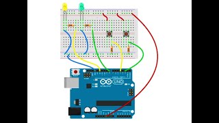 Two LEDs and two Push Buttons in TinkerCAD [upl. by Selemas123]