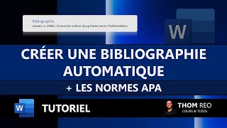 Créer une BIBLIOGRAPHIE automatique aux normes APA dans WORD  Tutoriel Office [upl. by Higginbotham]