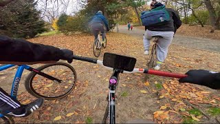 FIXED GEAR  POV DIRT TRAIL RIDE AT PROSPECT PARK ON MY PINARELLO TRACK BIKE [upl. by Ahsekahs]