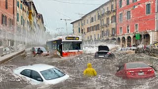 Italy went underwater Heavy flooding sweeps away cars and people in Catania Sicily Europe [upl. by Karna647]