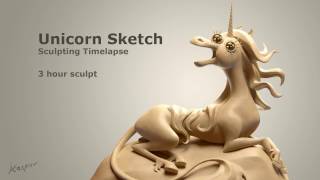 SculptJanuary  Unicorn Sketch Timelapse [upl. by Liederman446]