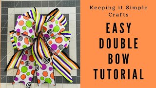 EASY DOUBLE BOW TUTORIAL PERFECT FOR CRAFTS WREATHS GIFT WRAPPING GARLANDS SWAG HOLIDAY DECOR PARTY [upl. by Miah757]