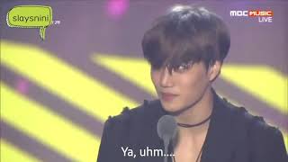 INDOSUB 171202 EXO KAI Best Artist Of The Year Speech at MMA 2017 [upl. by Ahsert527]