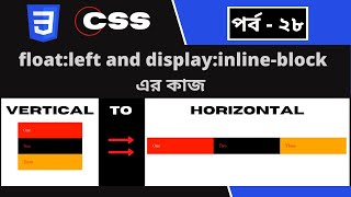 CSS part  28  CSS  float left and display inlineblock   CSS3 Bangla tutorial [upl. by Mirna]