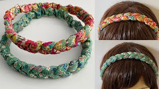 DIY Beautiful Wide Elastic Chunky Braided Headband  How to Make 3 strand Plait Fabric Hairband [upl. by Linus202]