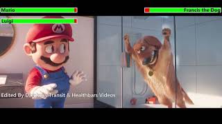 The Super Mario Bros Movie 2023 Bathroom Disaster Scene with healthbars [upl. by Aicerg]