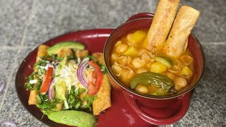 SOPA DE CONCHITAS CON VERDURAS Y TACOS DE POLLO EN CHIPOLE [upl. by Nanaj]