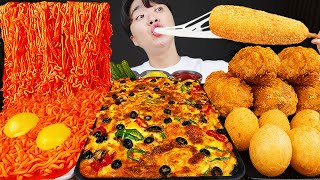 ASMR MUKBANG 직접 만든 피자 떡볶이 불닭볶음면 치킨먹방 amp 레시피 FIRE NOODLES amp Tteokbokki amp FRIED CHICKEN EATING SOUND [upl. by Codel700]