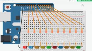 TinkerCAD Circuits LED 走馬燈 [upl. by Merrily]