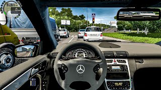 MercedesBenz C32 AMG W203  City Car Driving Steering Wheel  Normal Driving [upl. by Monti]