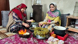 Azerbaijani Dolma Recipe  Delicious Dolma in village  grape leaves [upl. by Dazhehs]