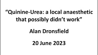 Alan Dronsfield Quinine Urea [upl. by Adleme]