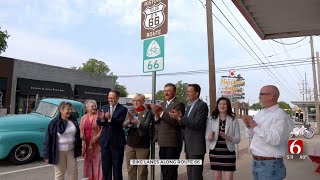 Bike Route 66 Signs Installed In Tulsa To Promote Highway Tourism [upl. by Atel443]