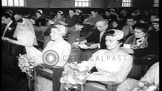 The marriage ceremony of Cecile Dionne and Philippe Langlois in a Church in OntarHD Stock Footage [upl. by Arramas745]