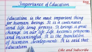 Essay on quotImportance of Educationquot Essay writing  English handwritingEssay in EnglishEng Teach [upl. by Hokanson]