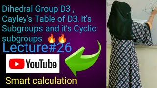 Dihedral group D3 Dihedral group D3 Cayleys Table Dihedral group D3 Cyclic subgroupGroup Theory [upl. by Tanney337]