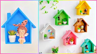 DIY  How to make wall shelf looks like hut  Cute Wall Decor Ideas [upl. by Olshausen]