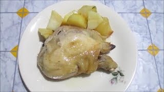 POLLO AL FORNO CON PATATE  Ricetta facile e leggera [upl. by Aeuhsoj]