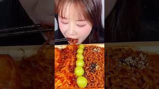 asmr eating noodles spicy with meat chicken flavor yummy mukbang [upl. by Aleina]