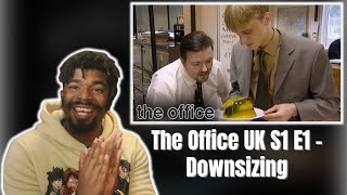 AMERICAN REACTS TO The Office UK S1 E1  Downsizing [upl. by Etak]