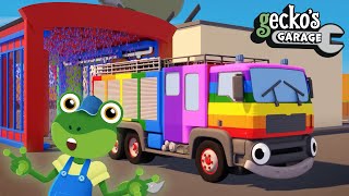 Rainbow Paint Machine  Geckos Garage  Truck Colors For Kids  Educational Videos For Toddlers [upl. by Enyehc]