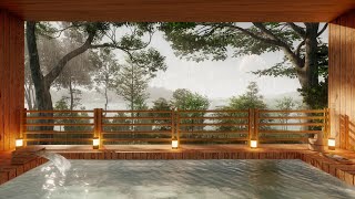 Rainy Bath Ambience  Hot Spring in the Rain for Sleep  Onsen ASMR [upl. by Aeel]