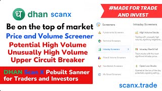 DHAN ScanX Prebuilt Scanners  Potential High Volume  Unusually High Volume  Upper Circuit Breaker [upl. by Lonna]