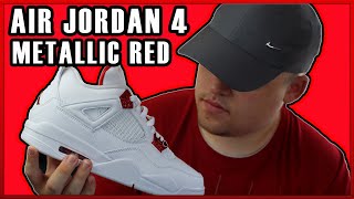 Air Jordan 4 Metallic Red Review amp On Feet [upl. by Meek436]